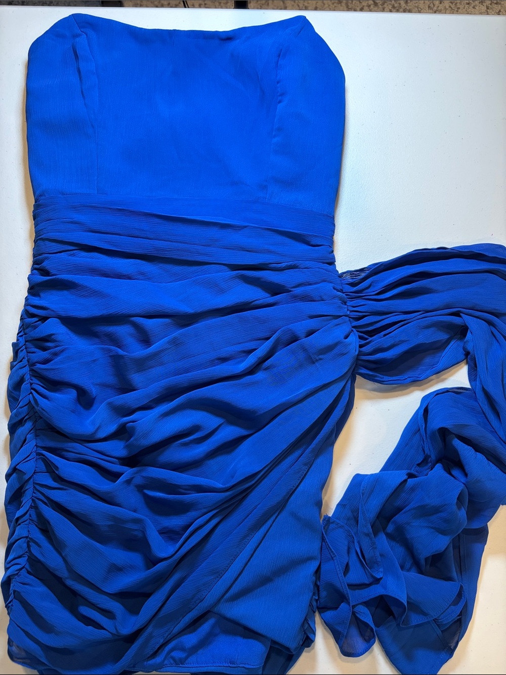 NWOT - never worn - Lulu's Strapless Ruched Cobalt Blue Dress
